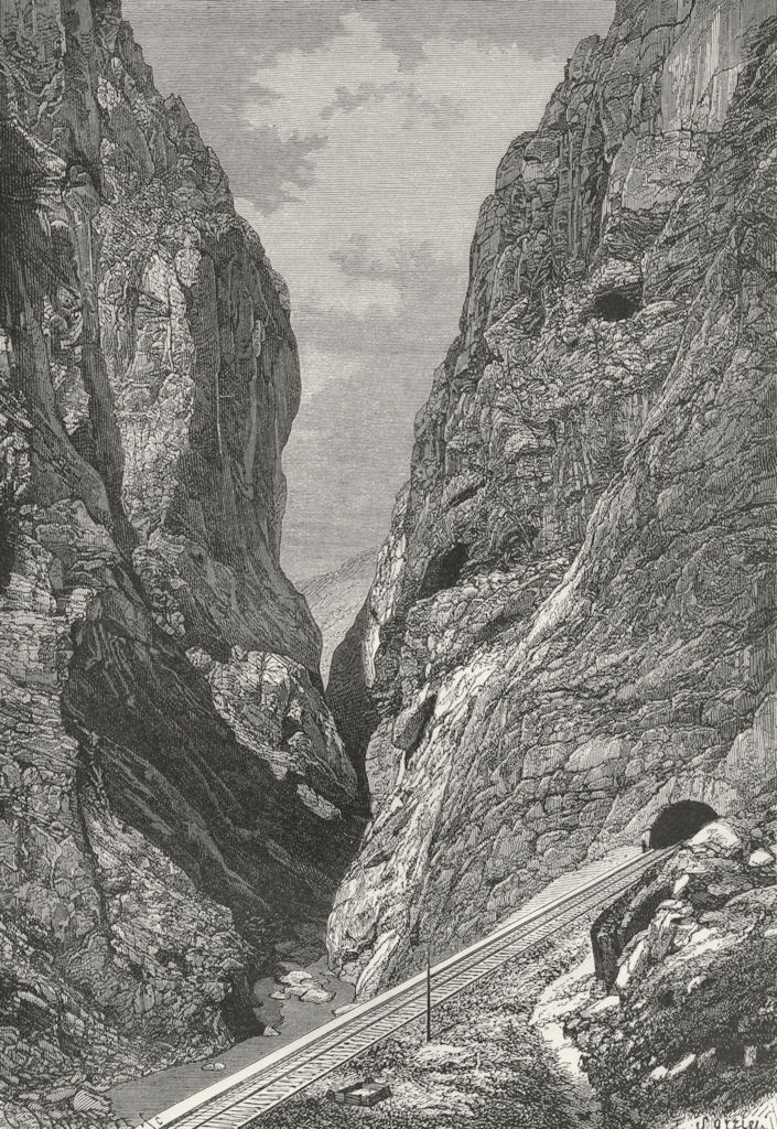 GUADALHORCE. Gorge de los Gaitanes, Defile of c1885 old antique print picture