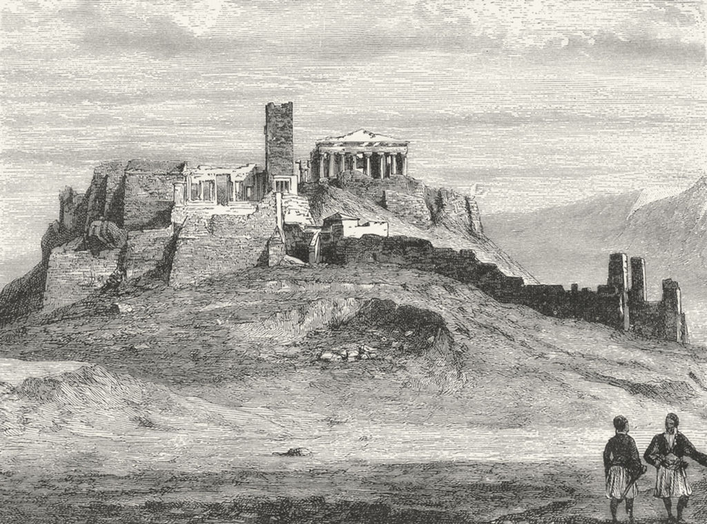 GREECE. Acropolis of Athens c1885 old antique vintage print picture