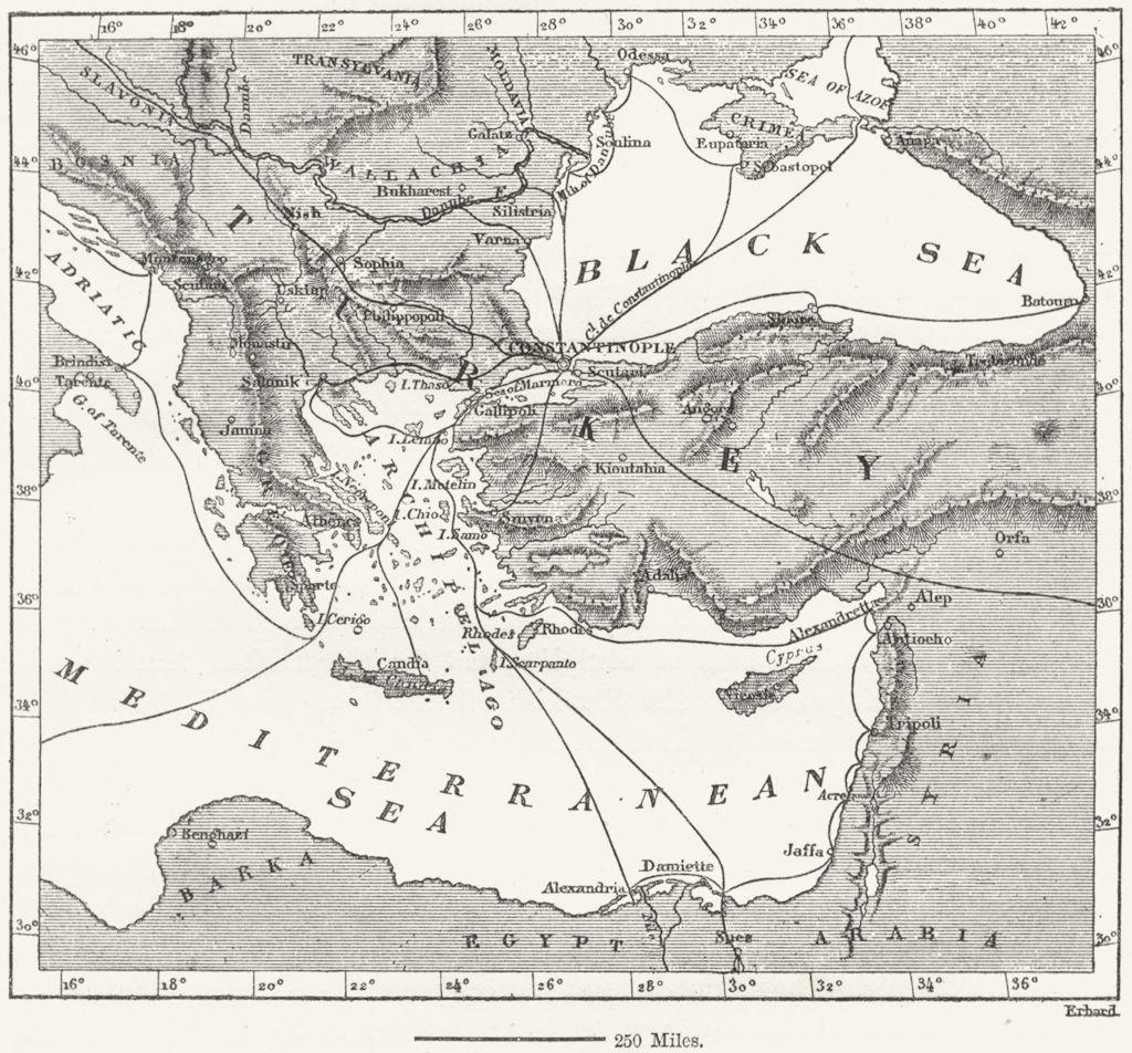 Associate Product ISTANBUL. Sea routes converging on, sketch map c1885 old antique chart