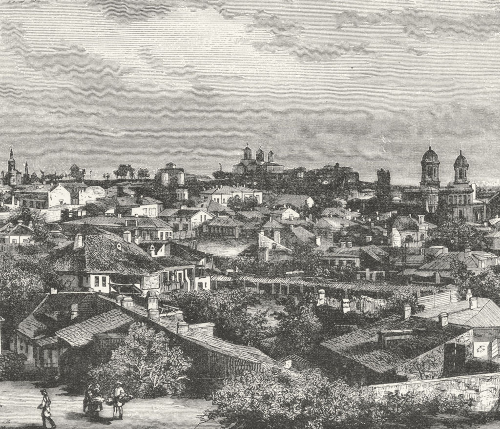 ROMANIA. Bucharest c1885 old antique vintage print picture