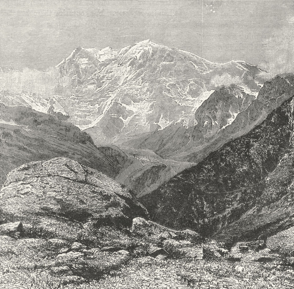SWITZERLAND. Monte Rosa, from Galcoro c1885 old antique vintage print picture