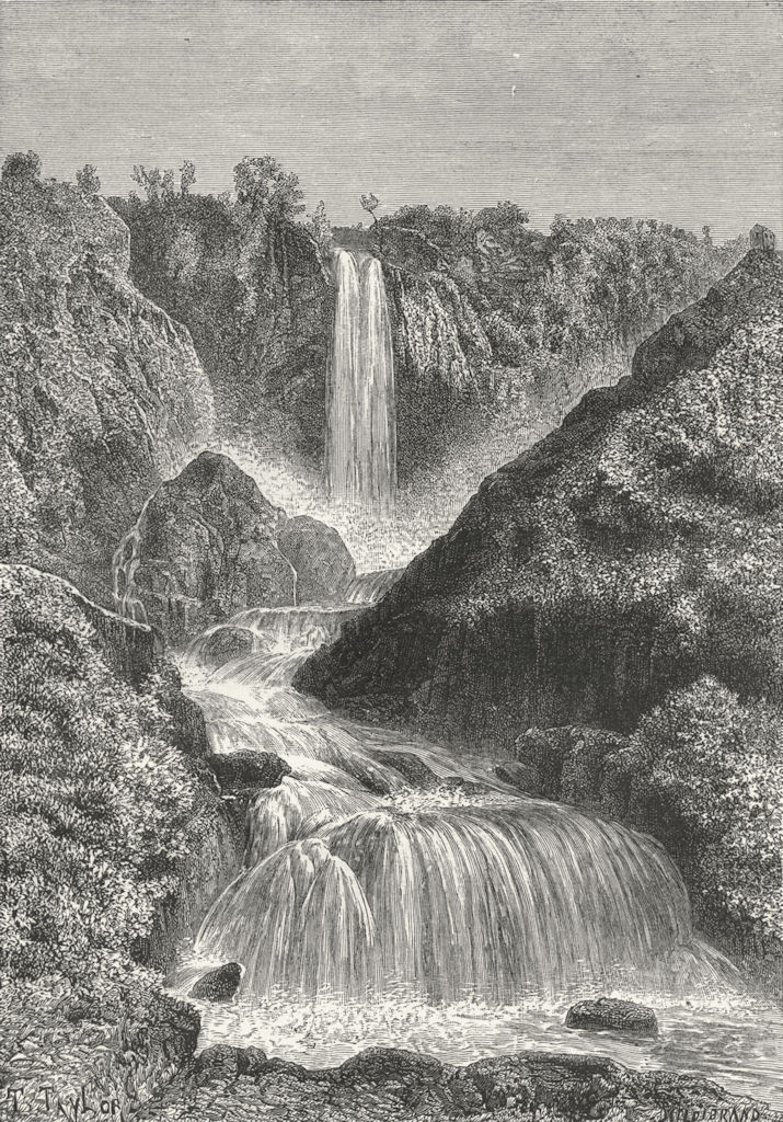 ITALY. Cascades of Terni c1885 old antique vintage print picture