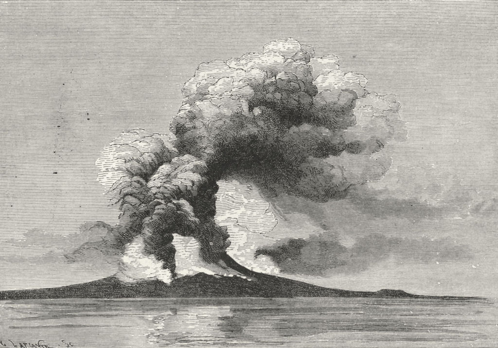 ITALY. Eruption of Mount Vesuvius, 26th, 1872 c1885 old antique print picture