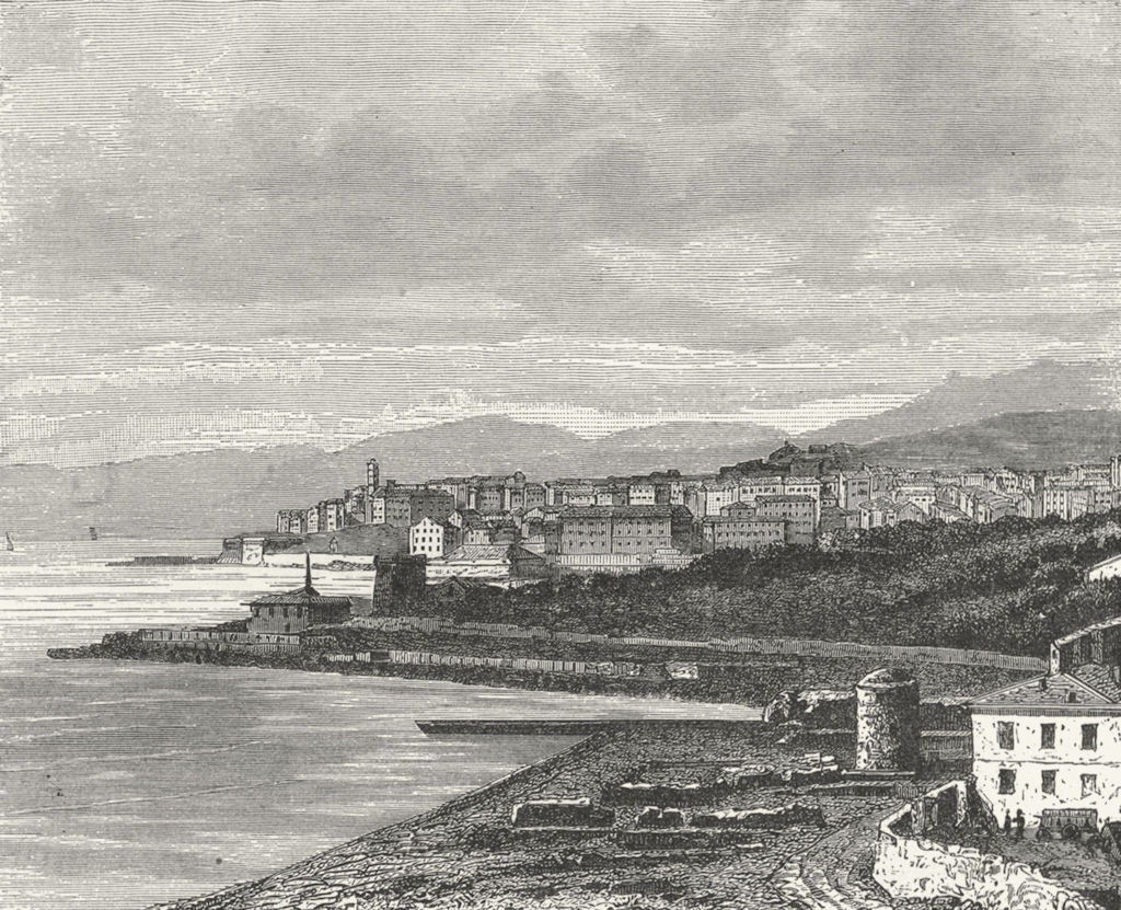 FRANCE. Bastia c1885 old antique vintage print picture