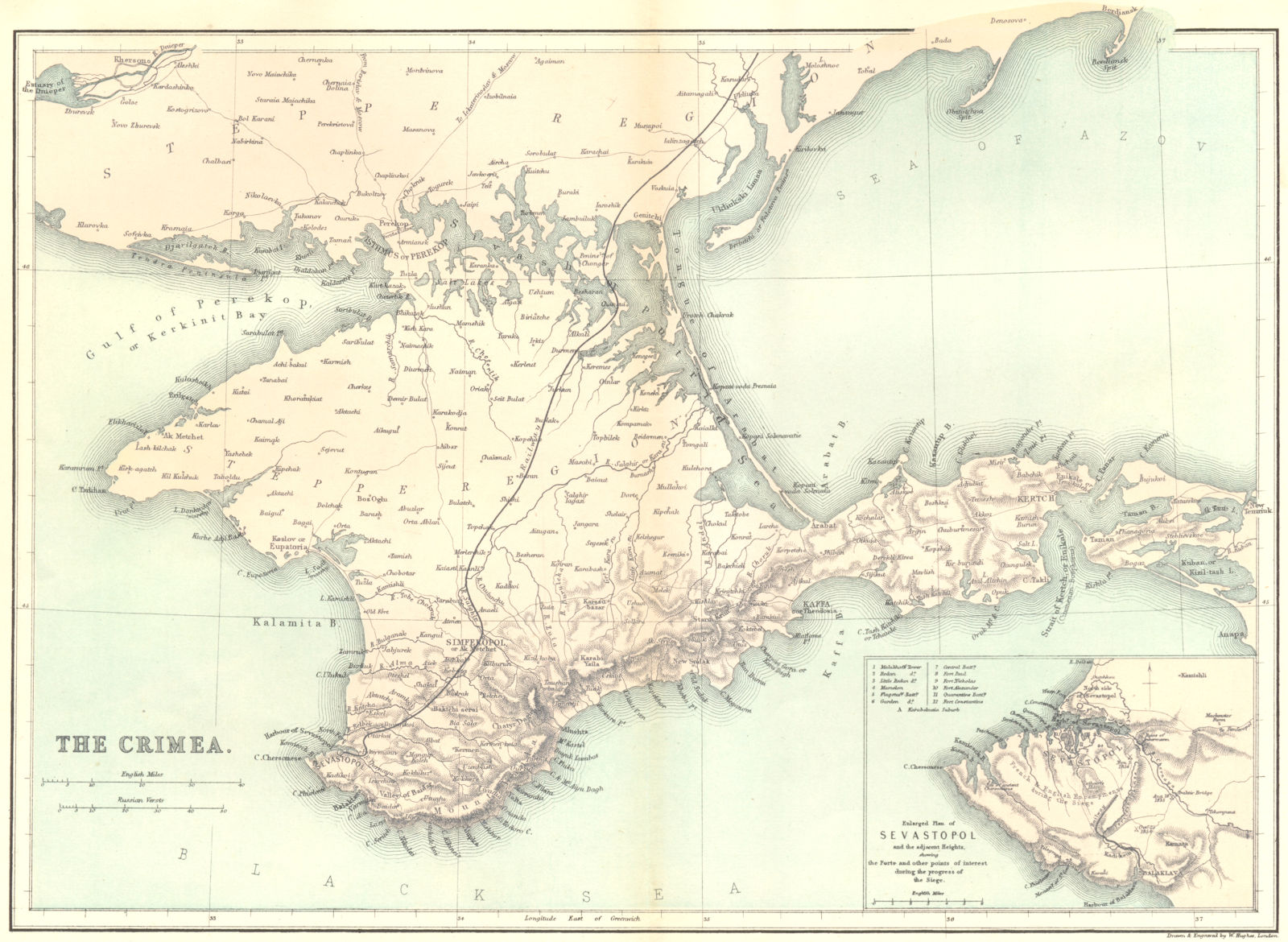 UKRAINE. Crimea c1885 old antique vintage map plan chart