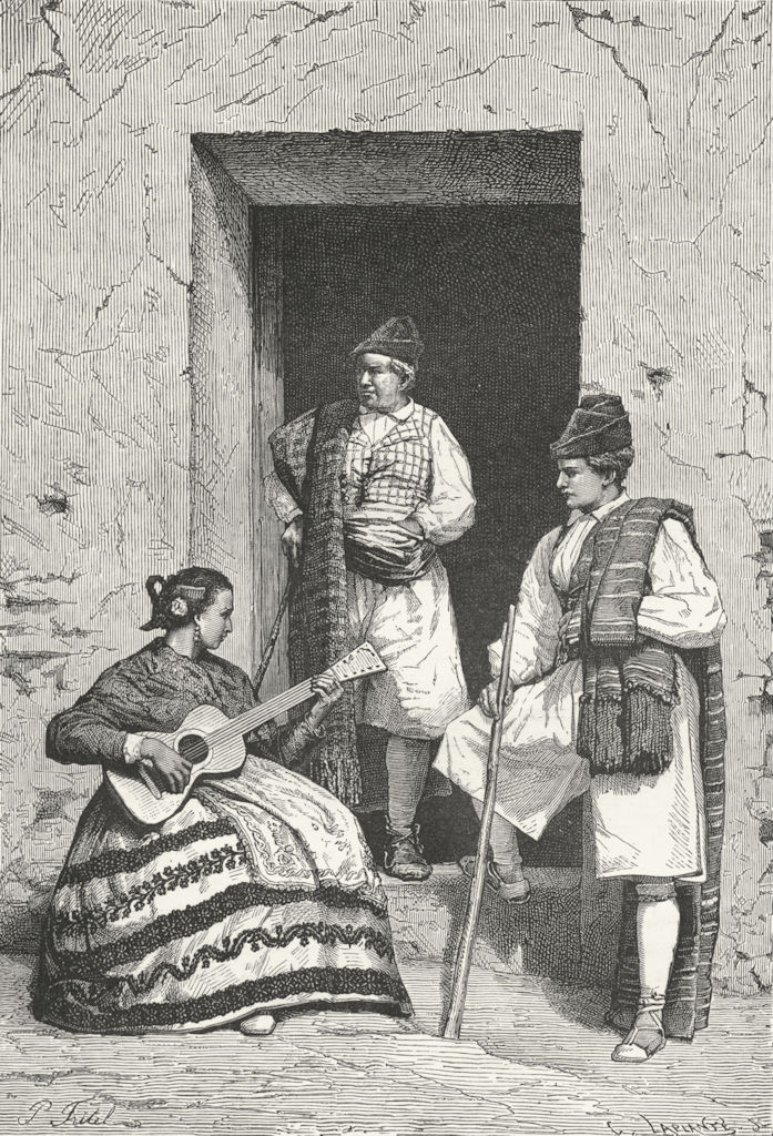 SPAIN. Peasants of Murcia c1885 old antique vintage print picture