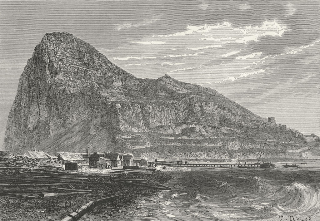 GIBRALTAR. From Lines c1885 old antique vintage print picture