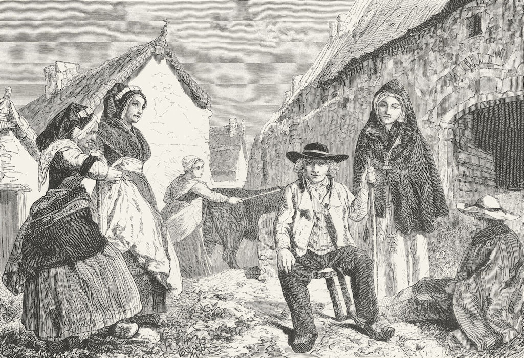 FRANCE. Peasants of Auvergne c1885 old antique vintage print picture