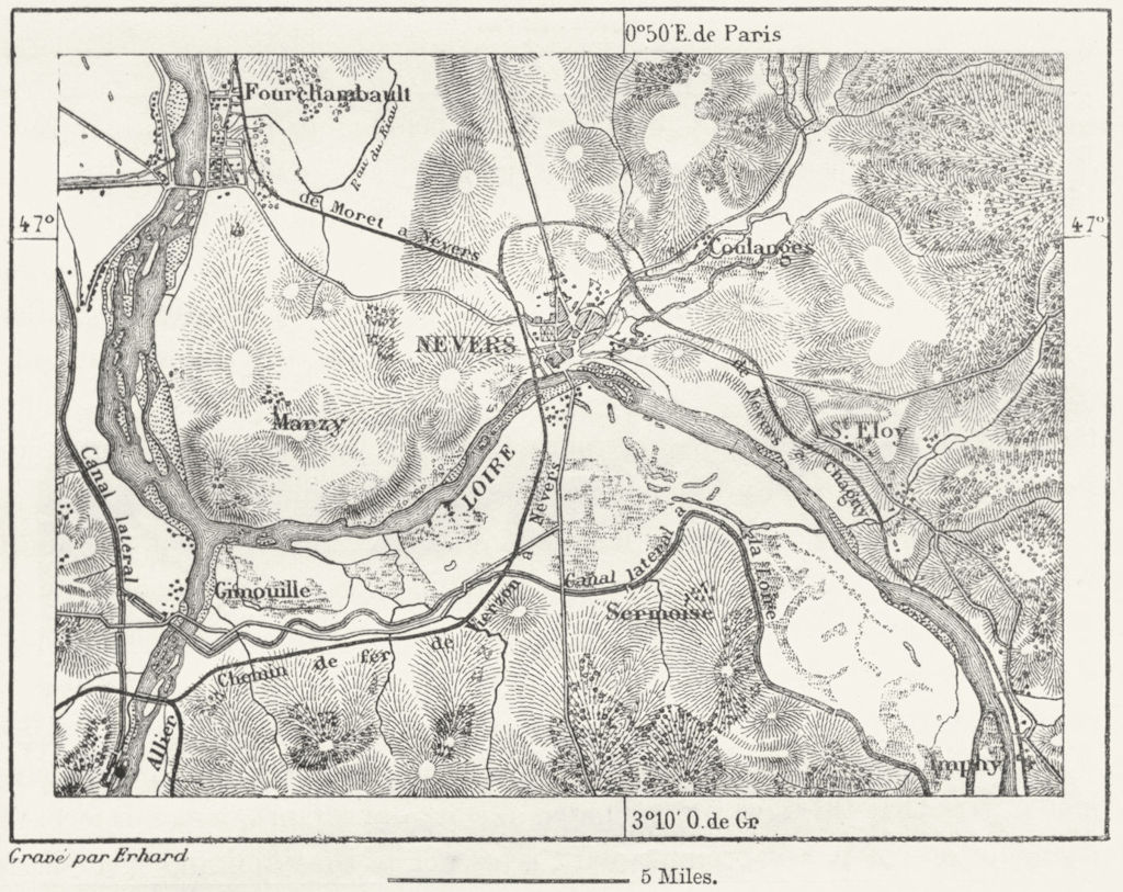 FRANCE. Bill of Allier, sketch map c1885 old antique vintage plan chart