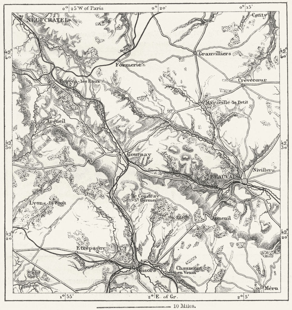 Associate Product FRANCE. District of Bray, sketch map c1885 old antique vintage plan chart