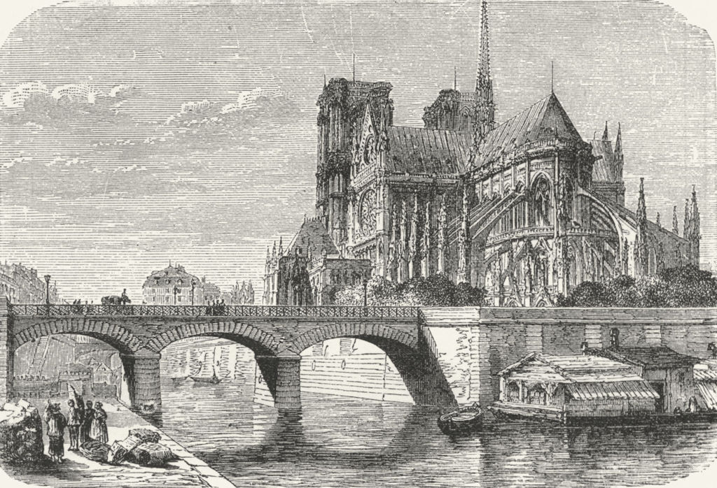FRANCE. Church Notre-Dame c1885 old antique vintage print picture