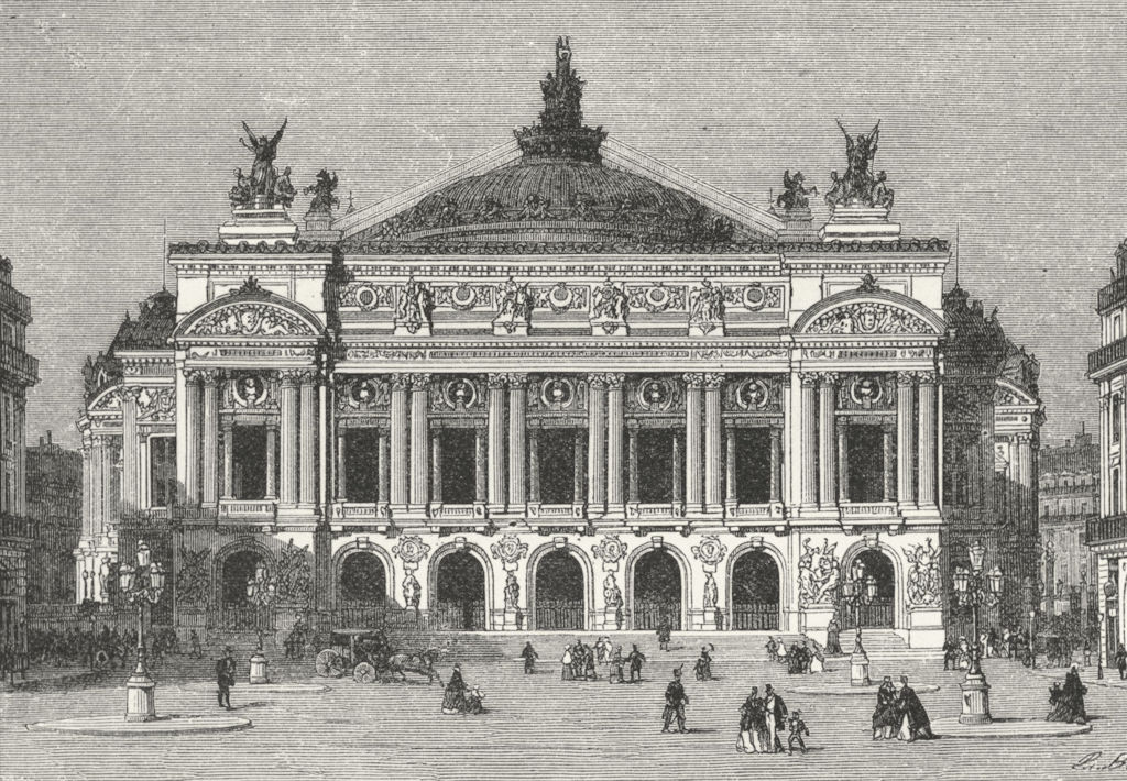FRANCE. Opera House c1885 old antique vintage print picture