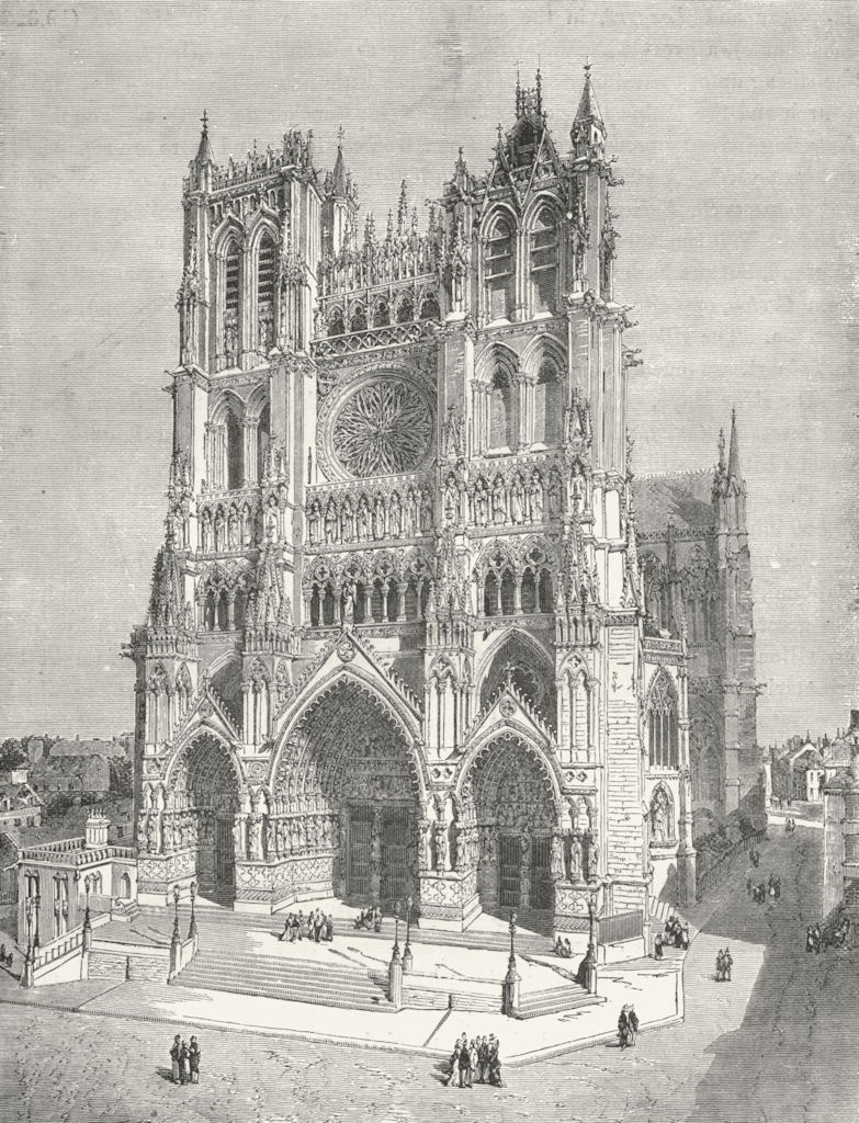Associate Product FRANCE. Cathedral of Amiens c1885 old antique vintage print picture