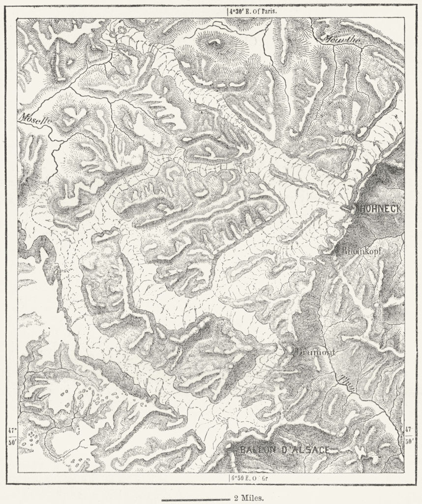 FRANCE. Glaciers of Vosges, sketch map c1885 old antique plan chart