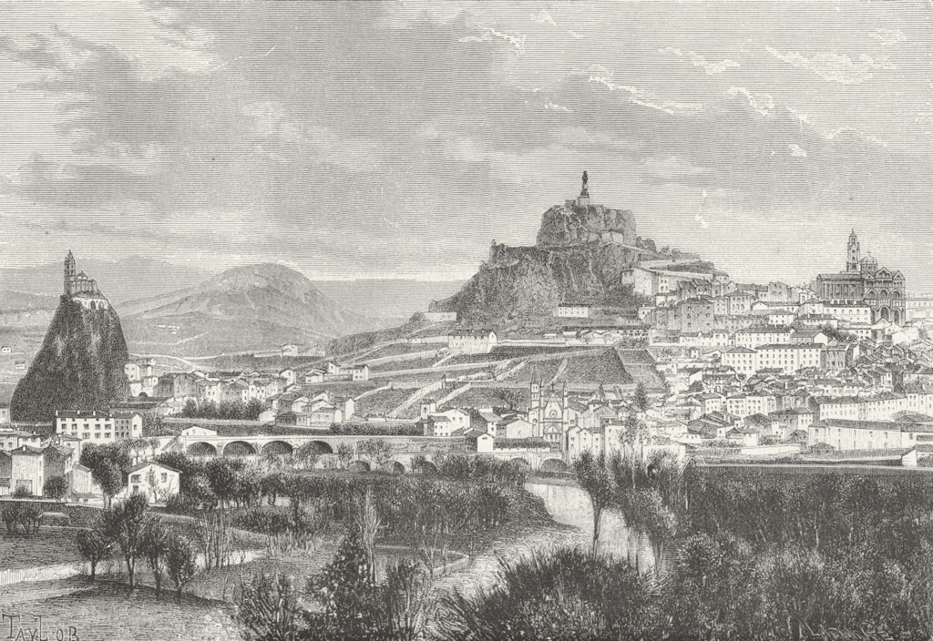 FRANCE. Le Puy-en-Velay c1885 old antique vintage print picture