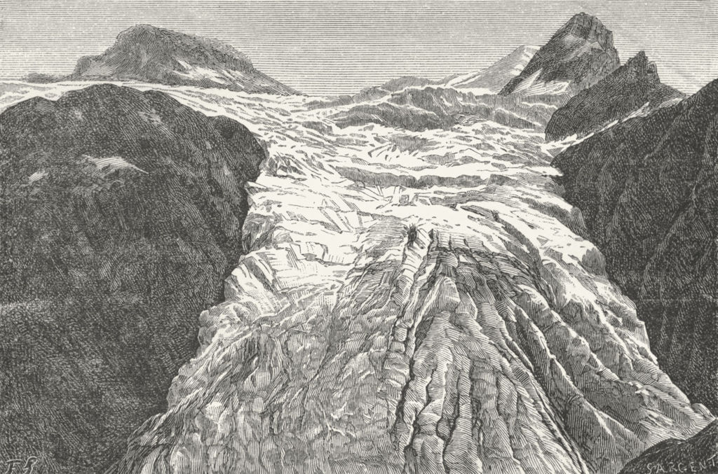 SWITZERLAND. Glacier of Blumlisalp c1885 old antique vintage print picture