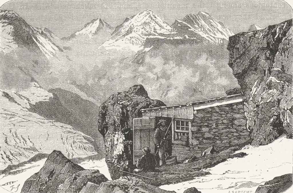 SWITZERLAND. Alpine hut, Altels Gspaltenhorn c1885 old antique print picture