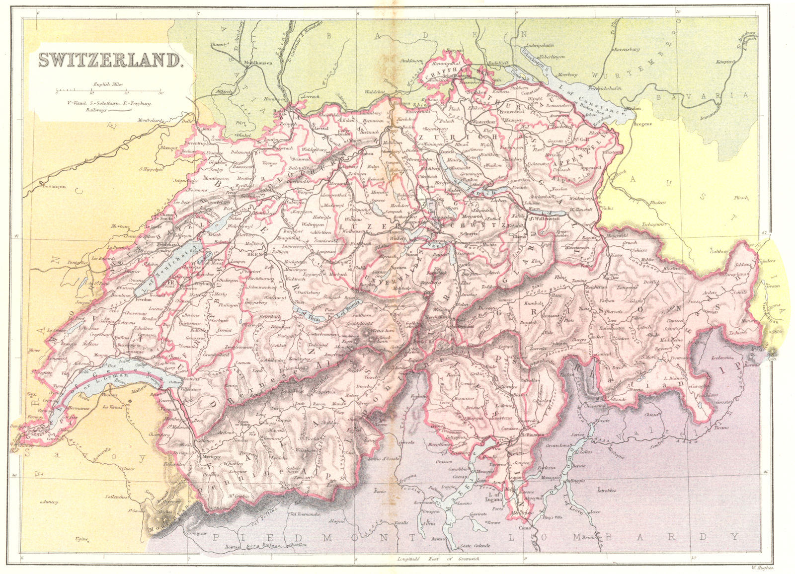 Associate Product SWITZERLAND  c1885 old antique vintage map plan chart