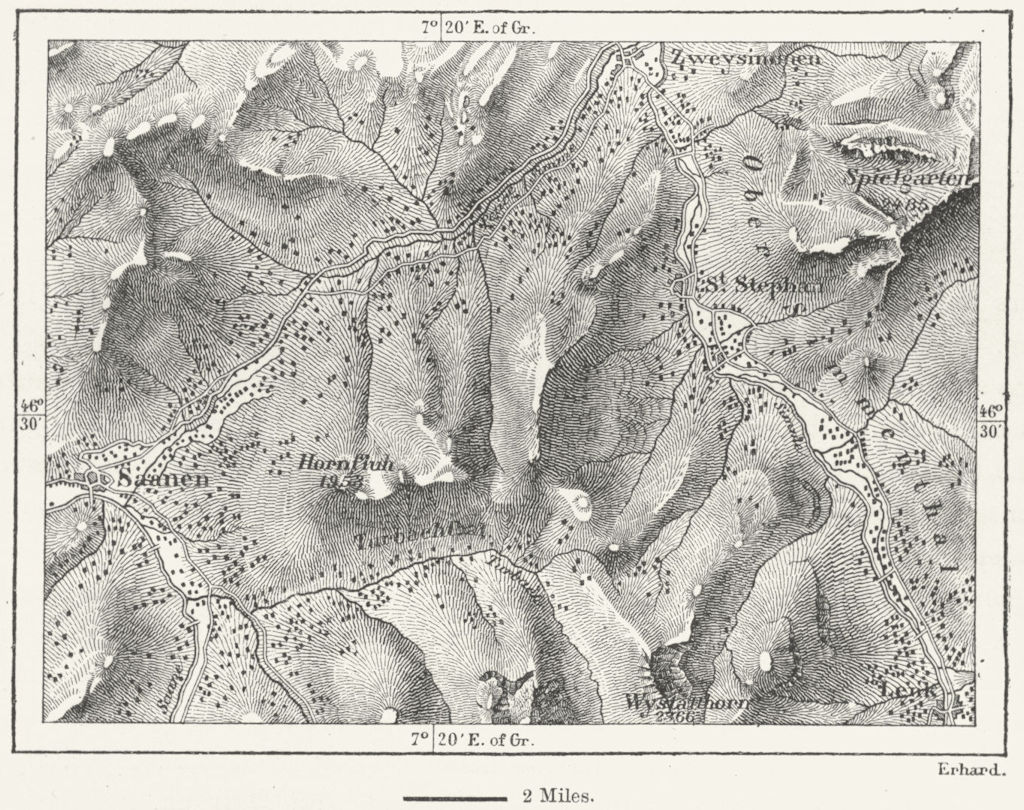 SIMMENTHAL. Sennhutten, Herdsmen huts, sketch map c1885 old antique chart