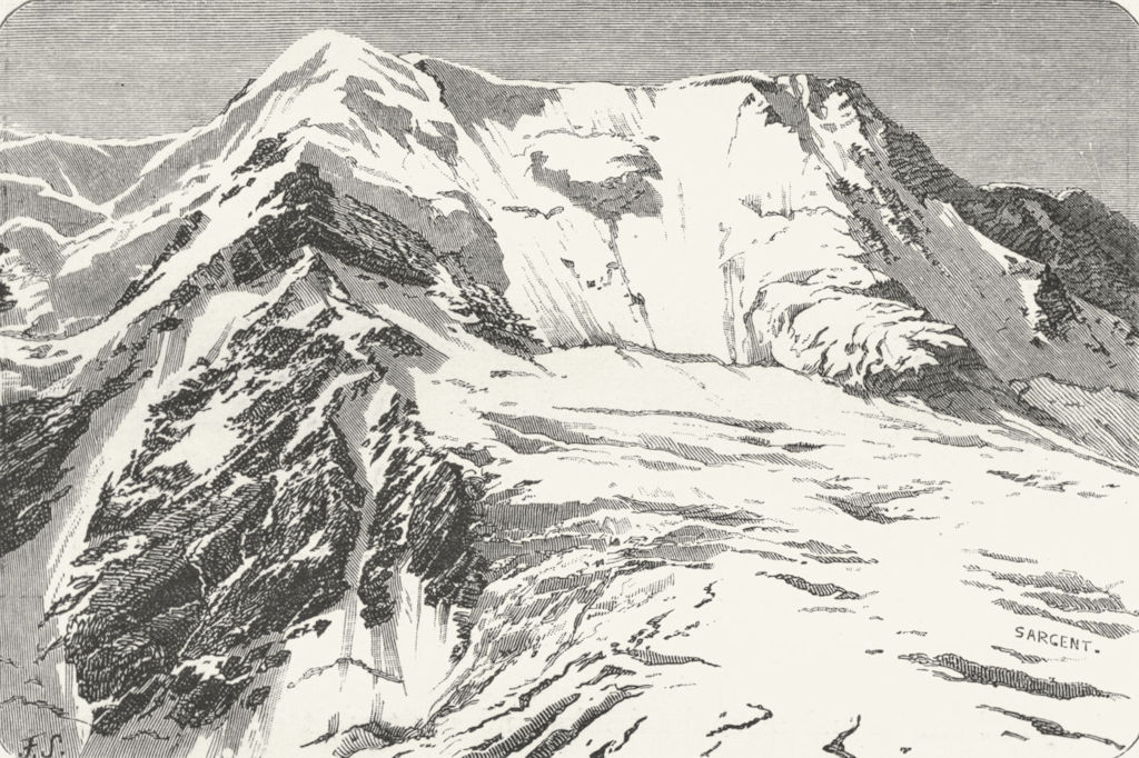 SWITZERLAND. An Avalanche, Ebene Fluh c1885 old antique vintage print picture