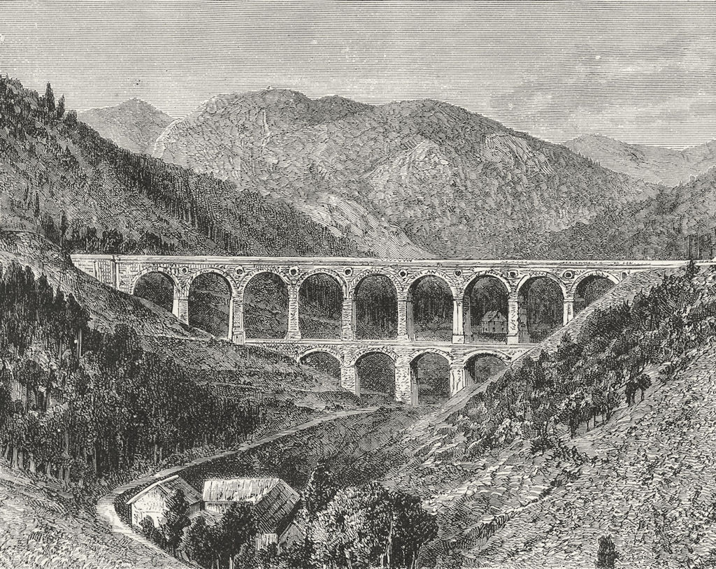 AUSTRIA. Viaduct of Kaltrinne, Semmering c1885 old antique print picture
