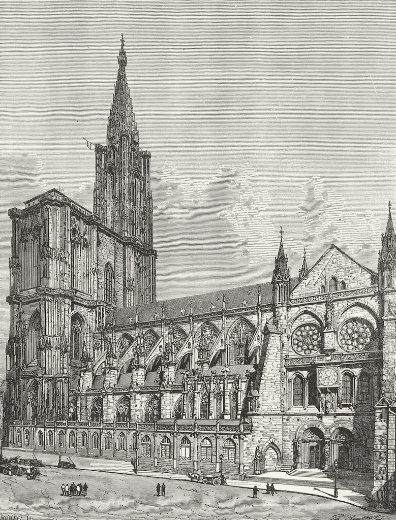 FRANCE. Strasbourg Minster c1885 old antique vintage print picture