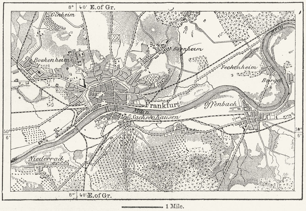 GERMANY. Frankfurt-on-Main, sketch map c1885 old antique plan chart