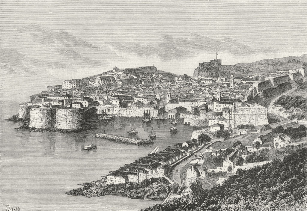 CROATIA. Dubrovnik c1885 old antique vintage print picture