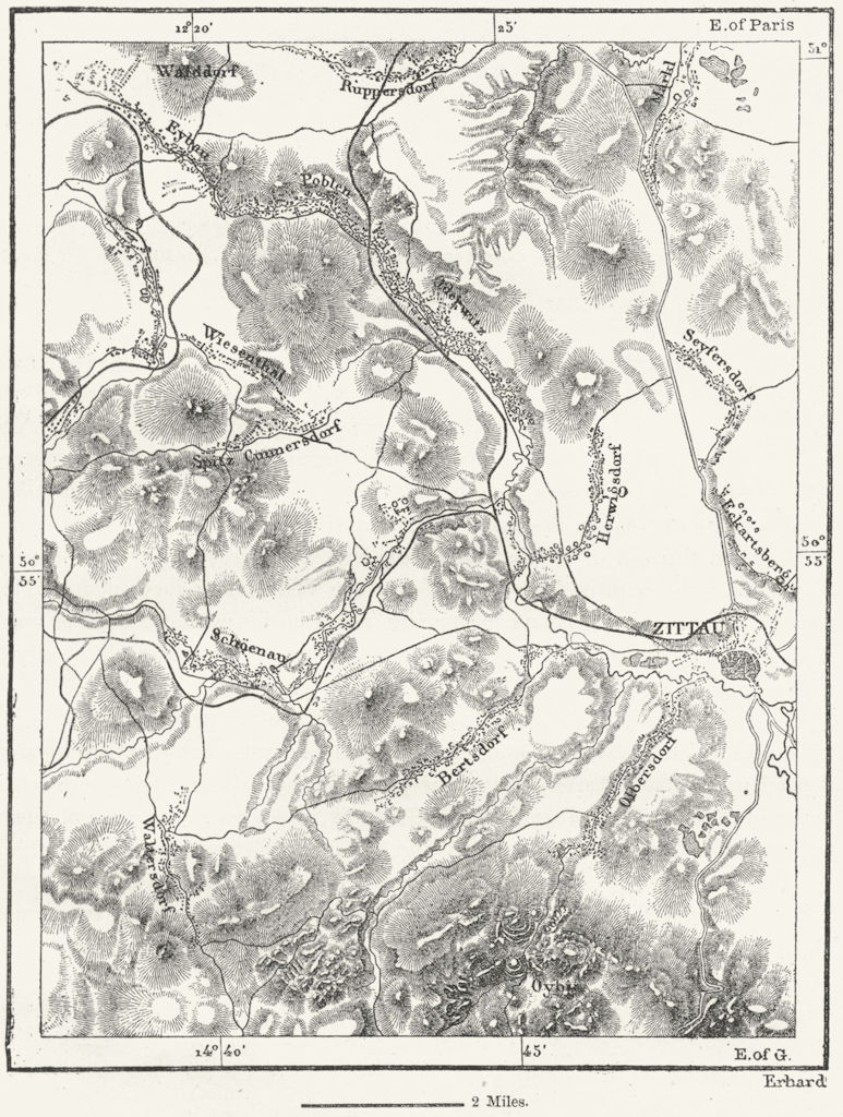 GERMANY. Zittau & Villages it, sketch map c1885 old antique plan chart