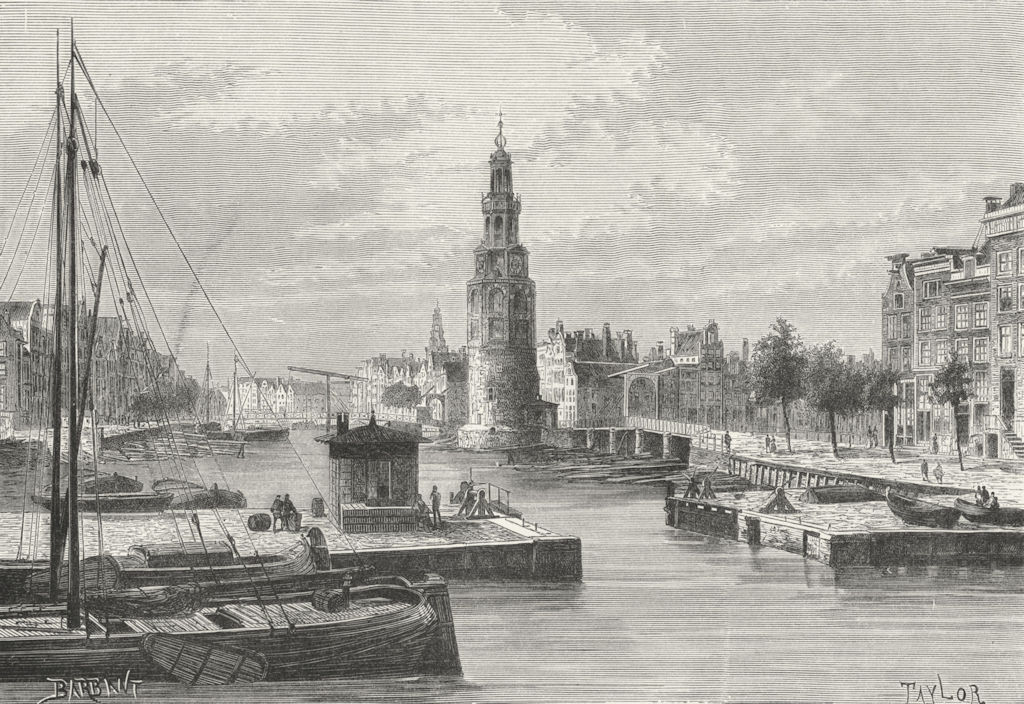 NETHERLANDS. Amsterdam-Kalkmarkt c1885 old antique vintage print picture