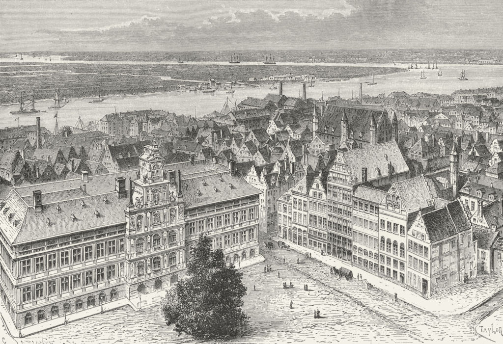 BELGIUM. Antwerp & Schelde c1885 old antique vintage print picture
