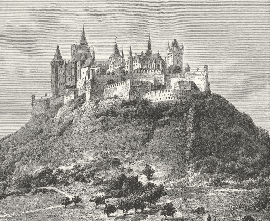 GERMANY. Castle of Hohenzollern c1885 old antique vintage print picture