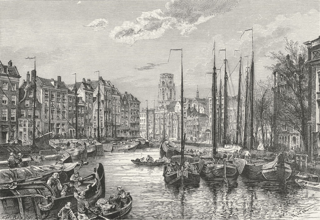 NETHERLANDS. Rotterdam-port c1885 old antique vintage print picture