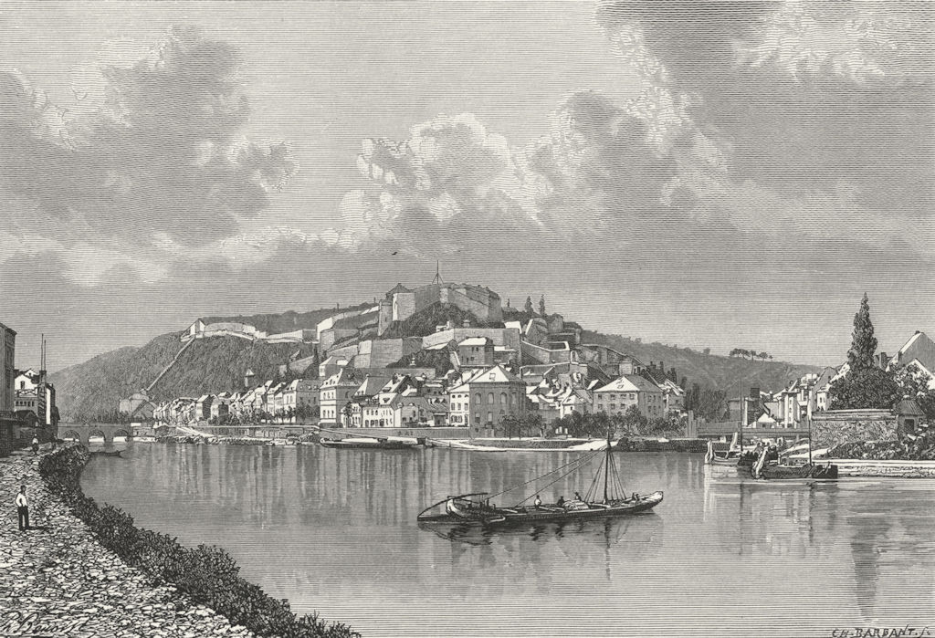 BELGIUM. Namur c1885 old antique vintage print picture