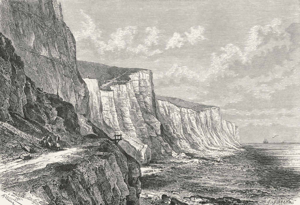KENT. Cliffs E of Dover c1885 old antique vintage print picture