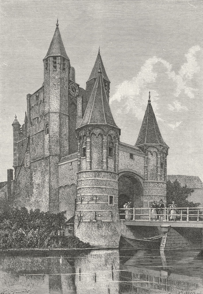 NETHERLANDS. Haarlem. Amsterdam Gate c1885 old antique vintage print picture
