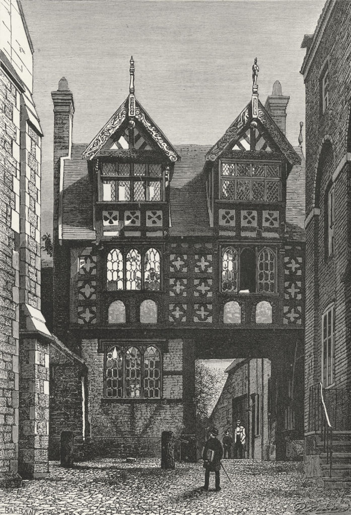 SHROPS. Shrewsbury House 16th century c1885 old antique vintage print picture