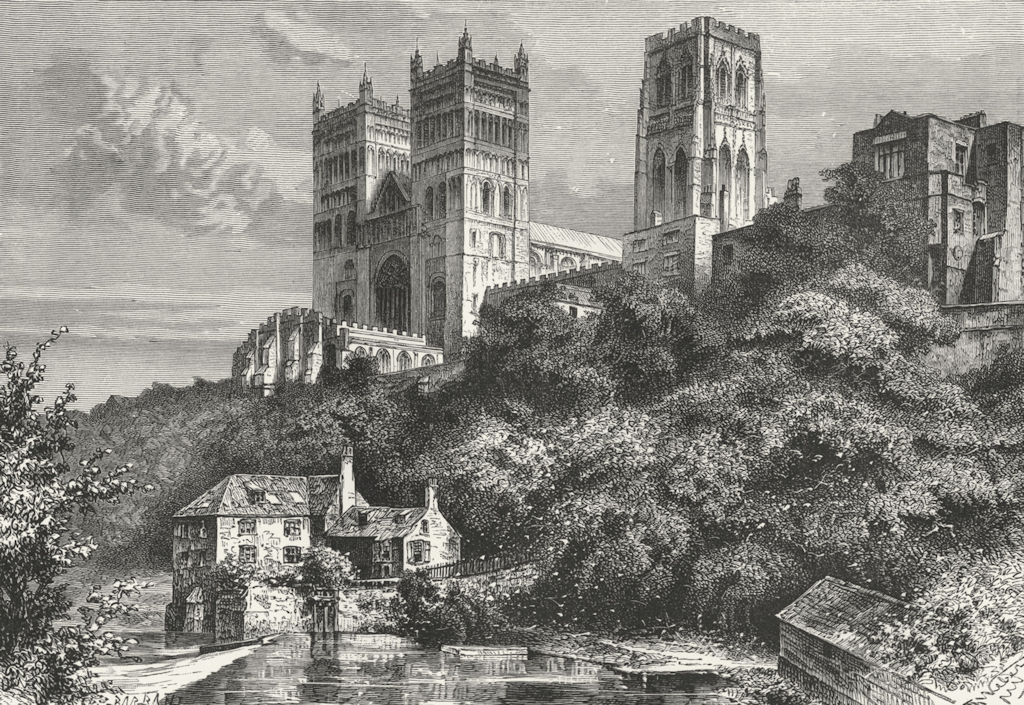 DURHAM. Cathedral c1885 old antique vintage print picture
