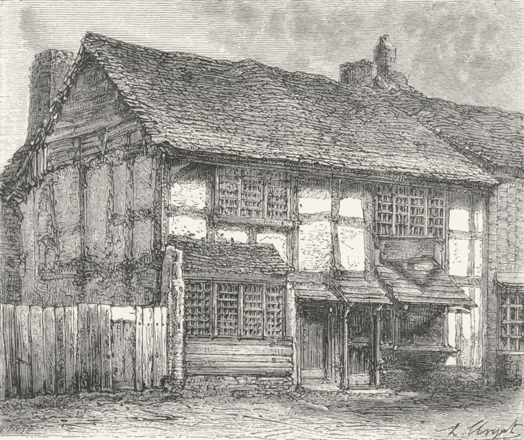 GLOS. Shakespeare's House c1885 old antique vintage print picture