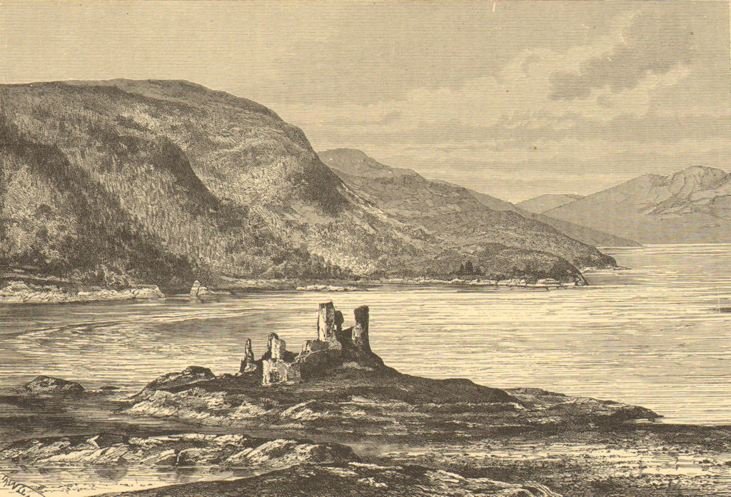 SCOTLAND. Eilan Donan Castle-Loch Alsh & Duich c1885 old antique print picture