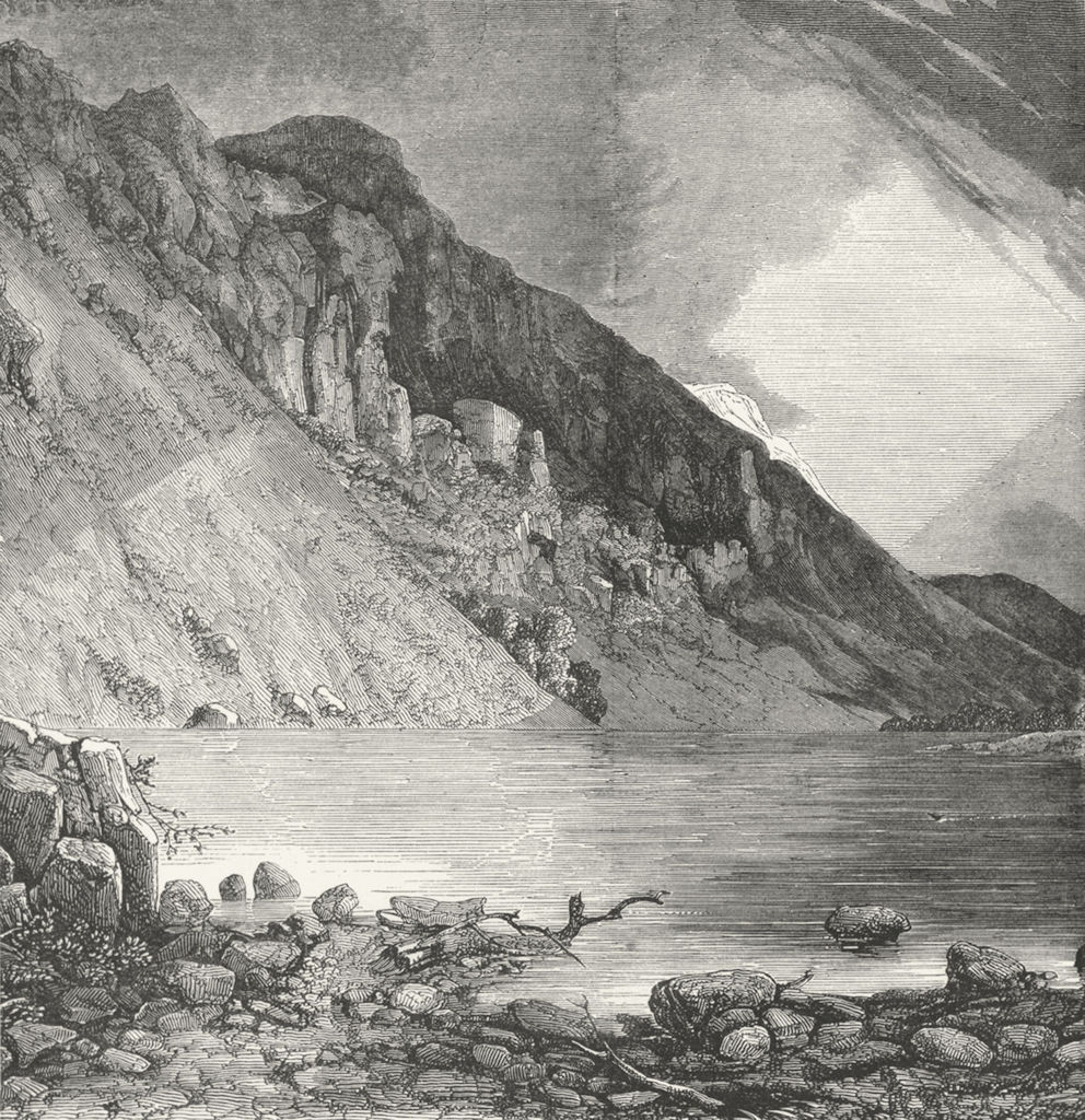 CUMBS. Screes at Wastwater, Cumbria c1885 old antique vintage print picture