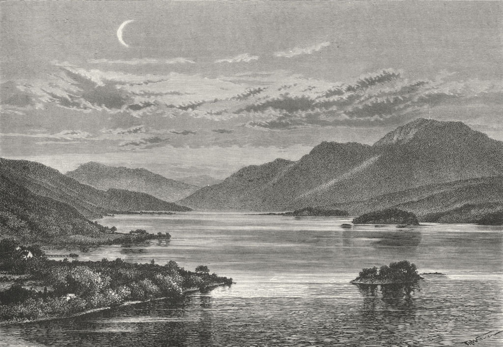 SCOTLAND. Loch Lomond & Ben, from Inchtavannah c1885 old antique print picture