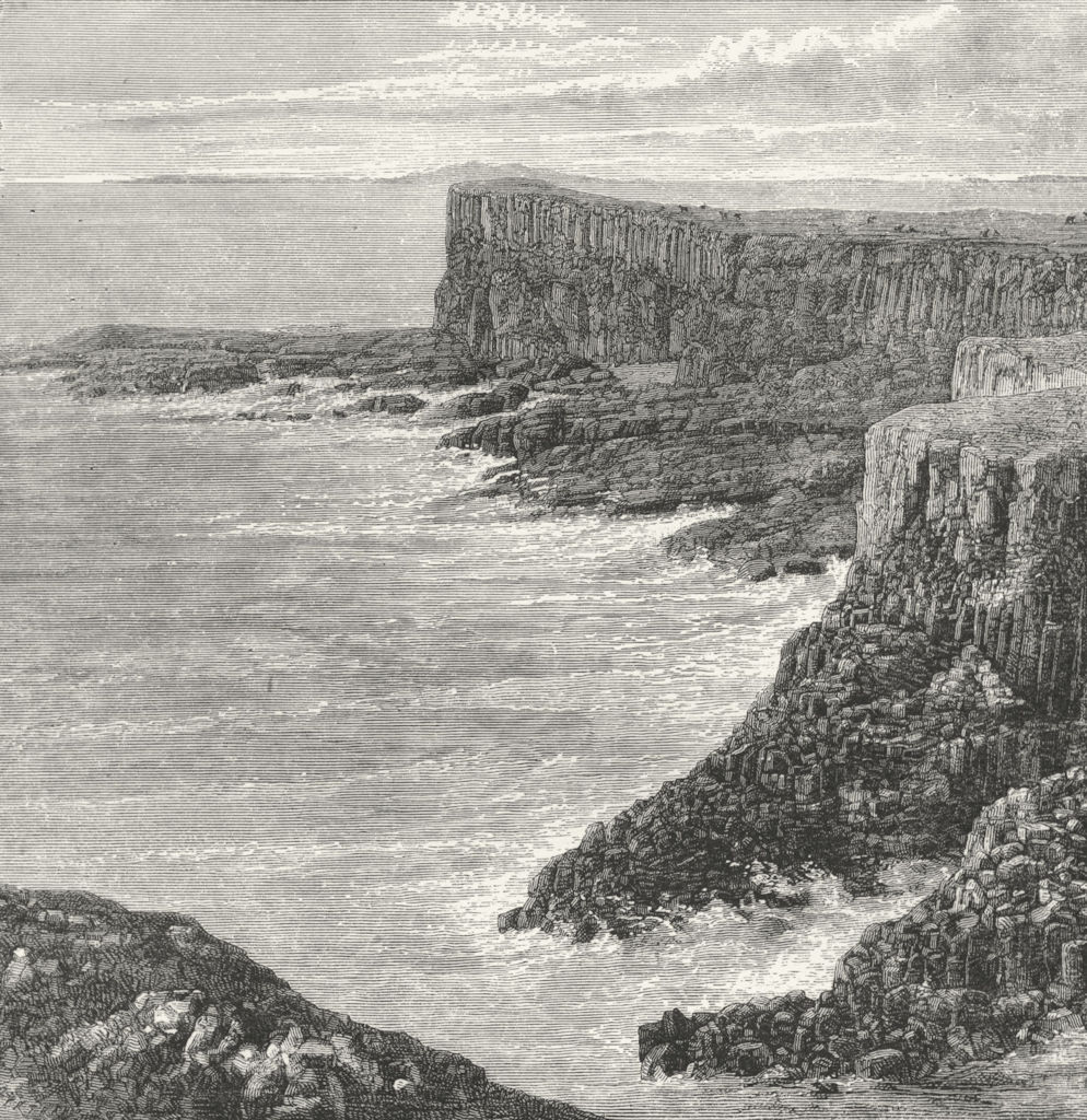 SCOTLAND. Staffa. View from a Cliff c1885 old antique vintage print picture