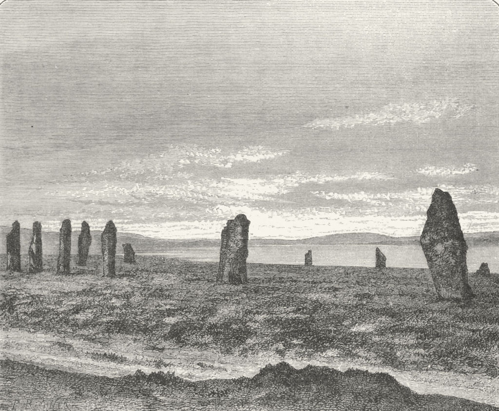 SCOTLAND. Standing Stones of Stennis c1885 old antique vintage print picture