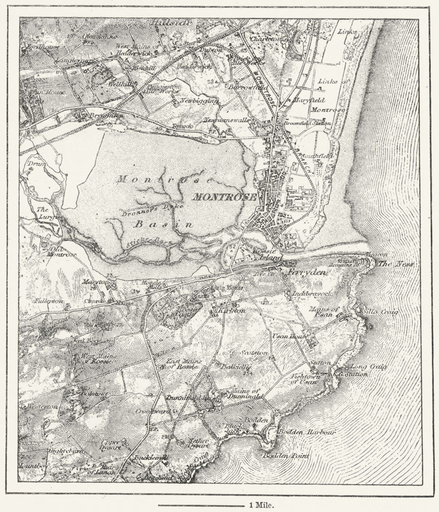 SCOTLAND. Montrose, sketch map c1885 old antique vintage plan chart