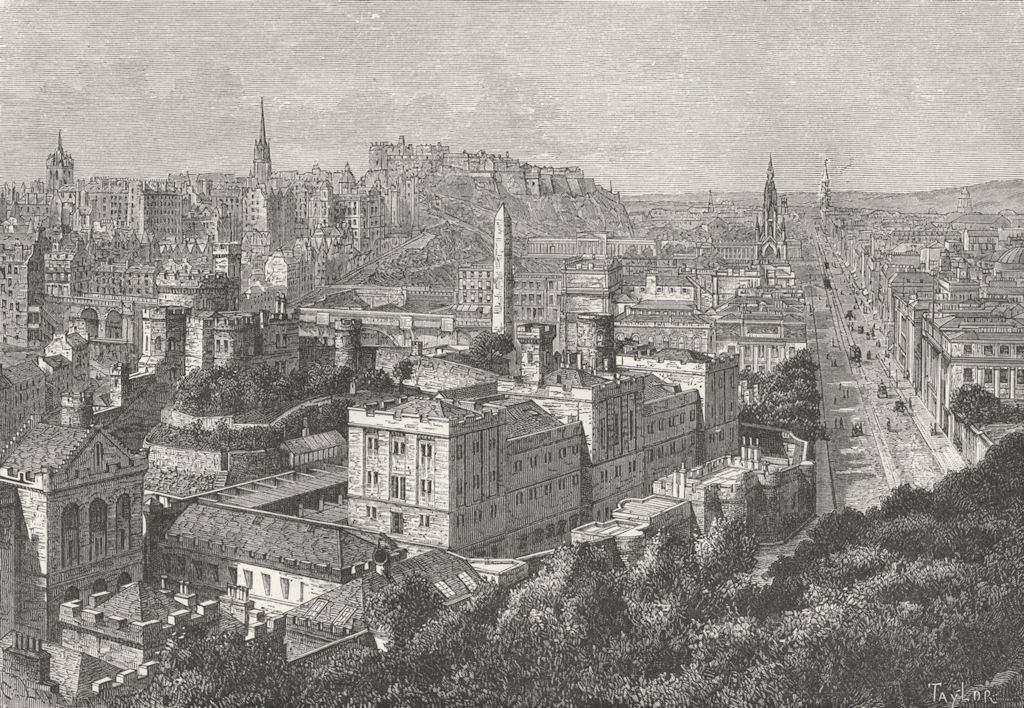 SCOTLAND. Edinburgh, from Calton Hill c1885 old antique vintage print picture