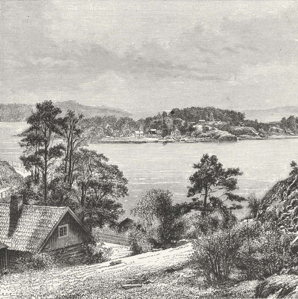 NORWAY. Islands, Gulf of Oslo c1885 old antique vintage print picture