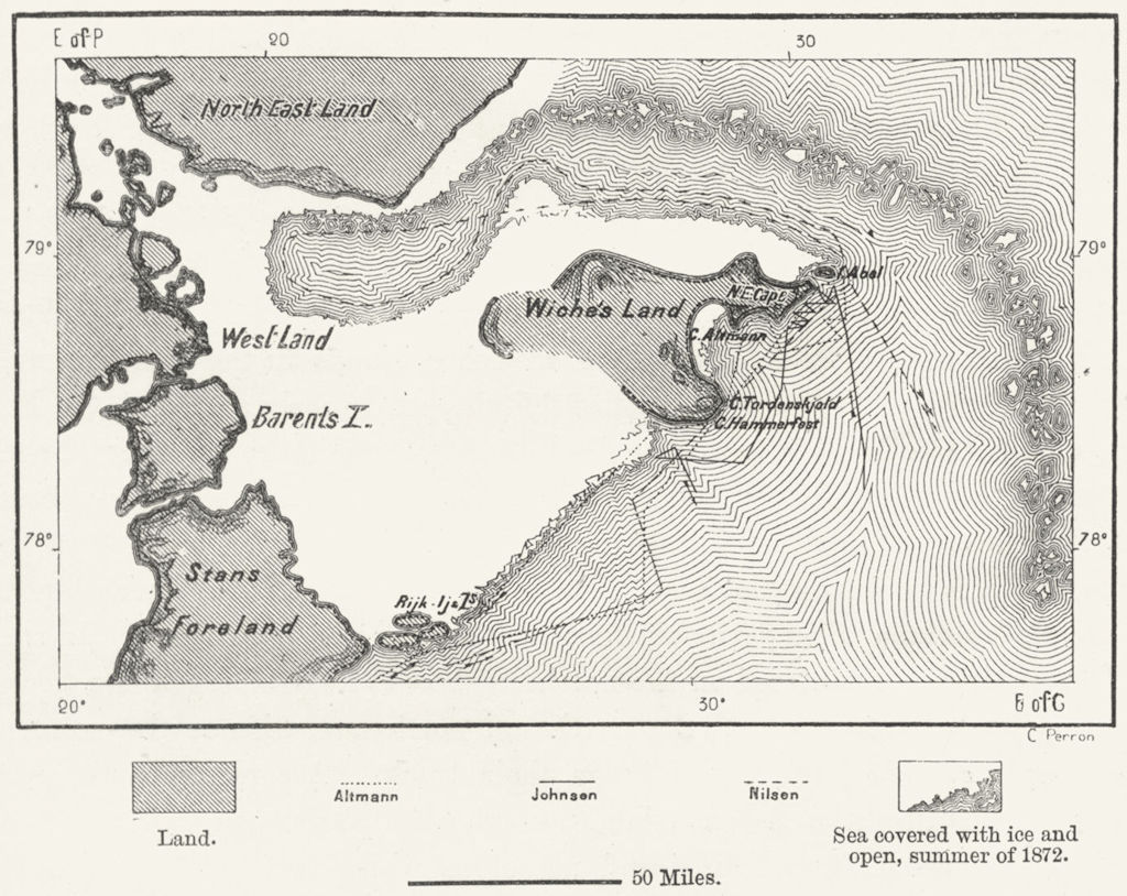 ARCTIC. Wiche's Land, sketch map c1885 old antique vintage plan chart