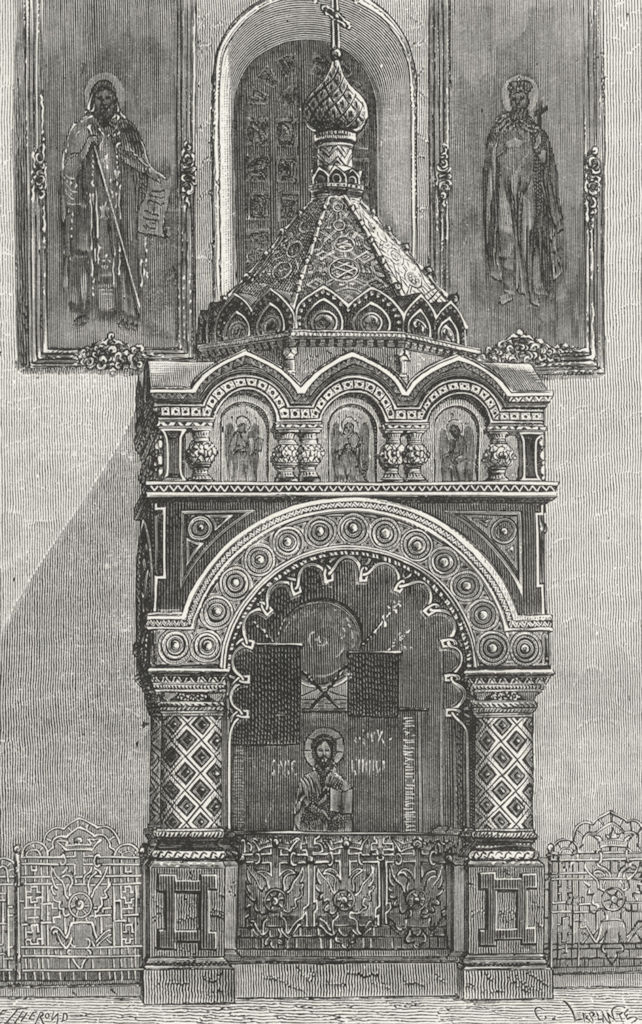 NIJNI-NOVGOROD. Tomb Minin, Church Transfiguration c1885 old antique print