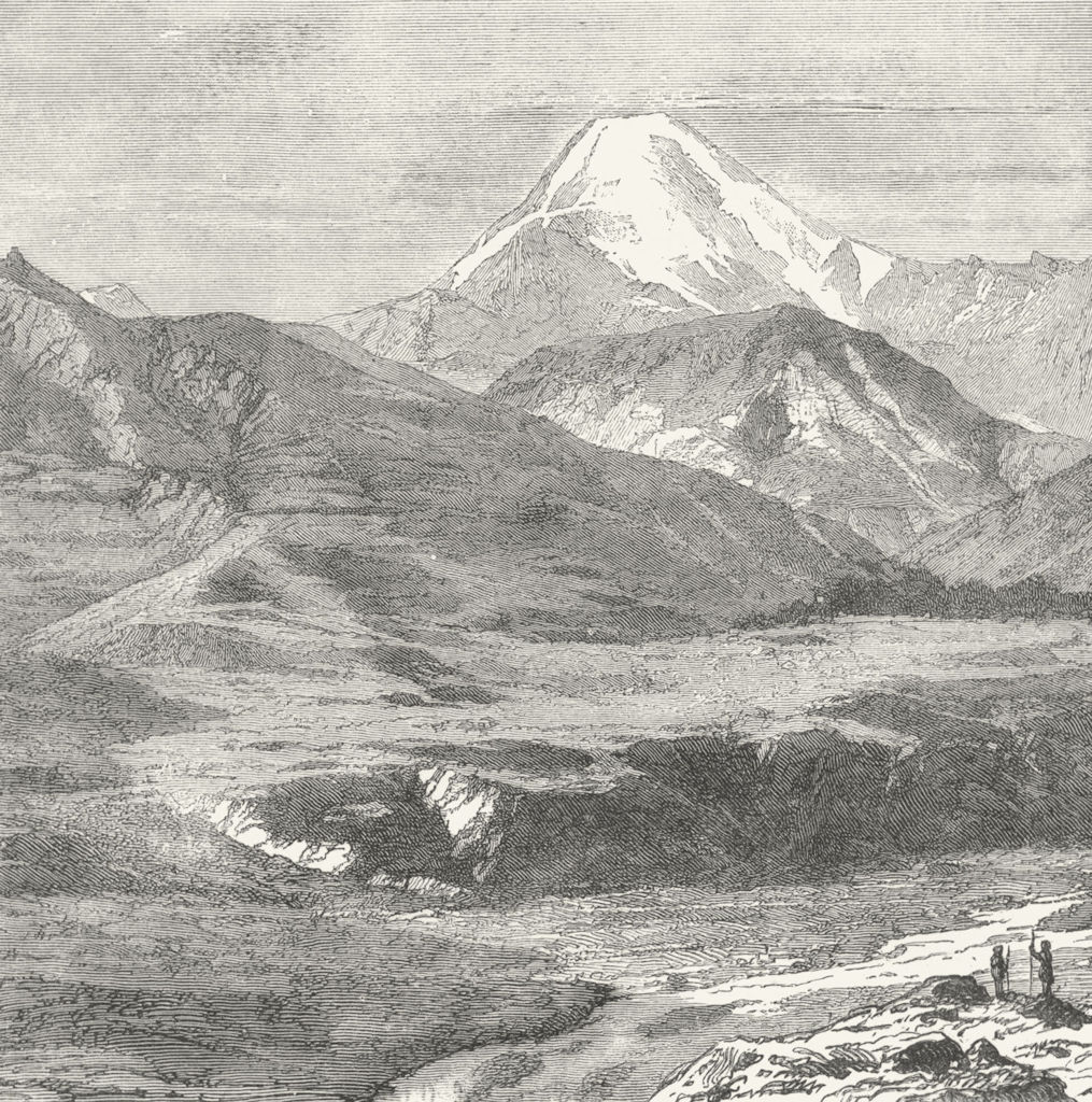 GEORGIA. Kazbek. View Station c1885 old antique vintage print picture